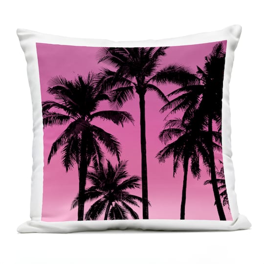 Stupell Industries 18" x 18" Pink Vivid Sunrise Palm Trees Outdoor Print Throw Pillow